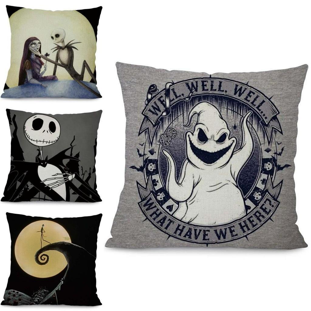 Beautiful Ghost Head Design Cushion Cover For Home Decoration Cotton Linen Material Invisible Zipper Closure
