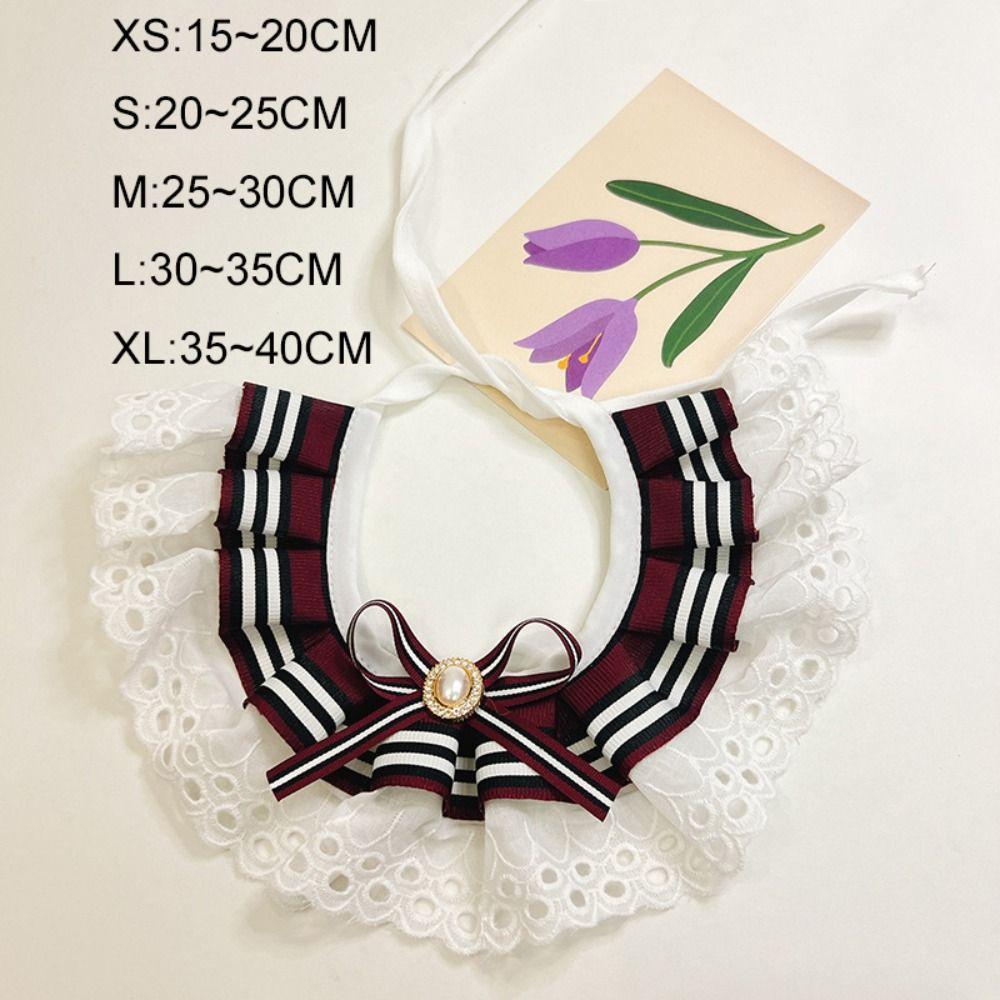 Jewelled Dog Bib Bowtie Necklace Pet Necktie Puppy Cat Lace Collar  For Dog/Cat