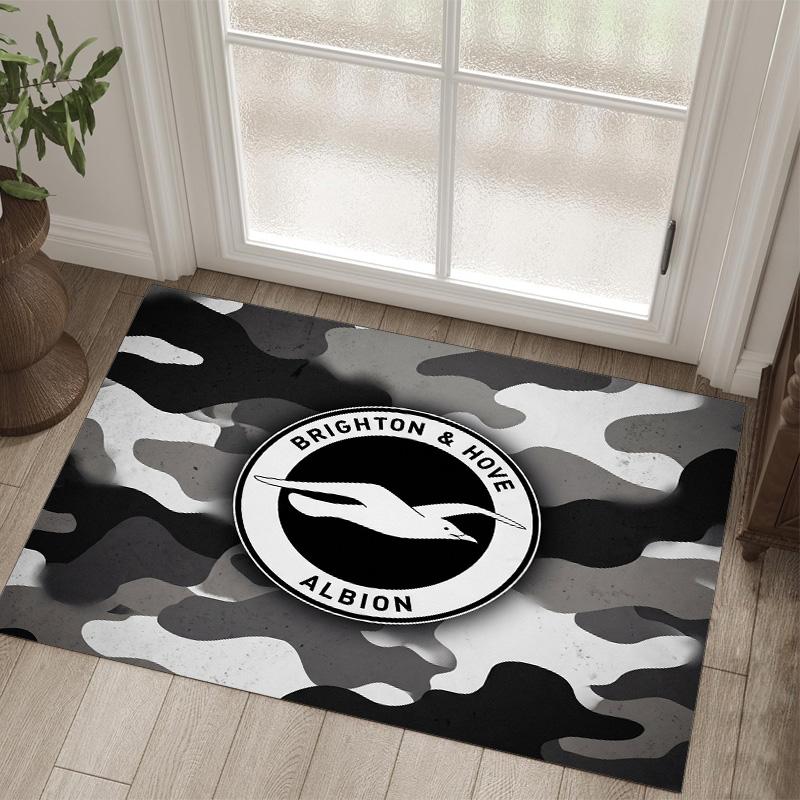 Brighton & Hove Albion Football Design Crystal Velvet Carpet Cozy Non?Slip Printed Rug For Bedroom Living Room Entrance