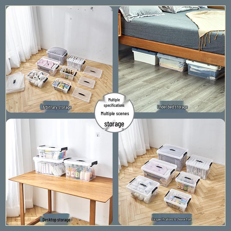 Clear Plastic Storage Organizer with Lid - Portable Handheld Box for Desktop & Toy Organization