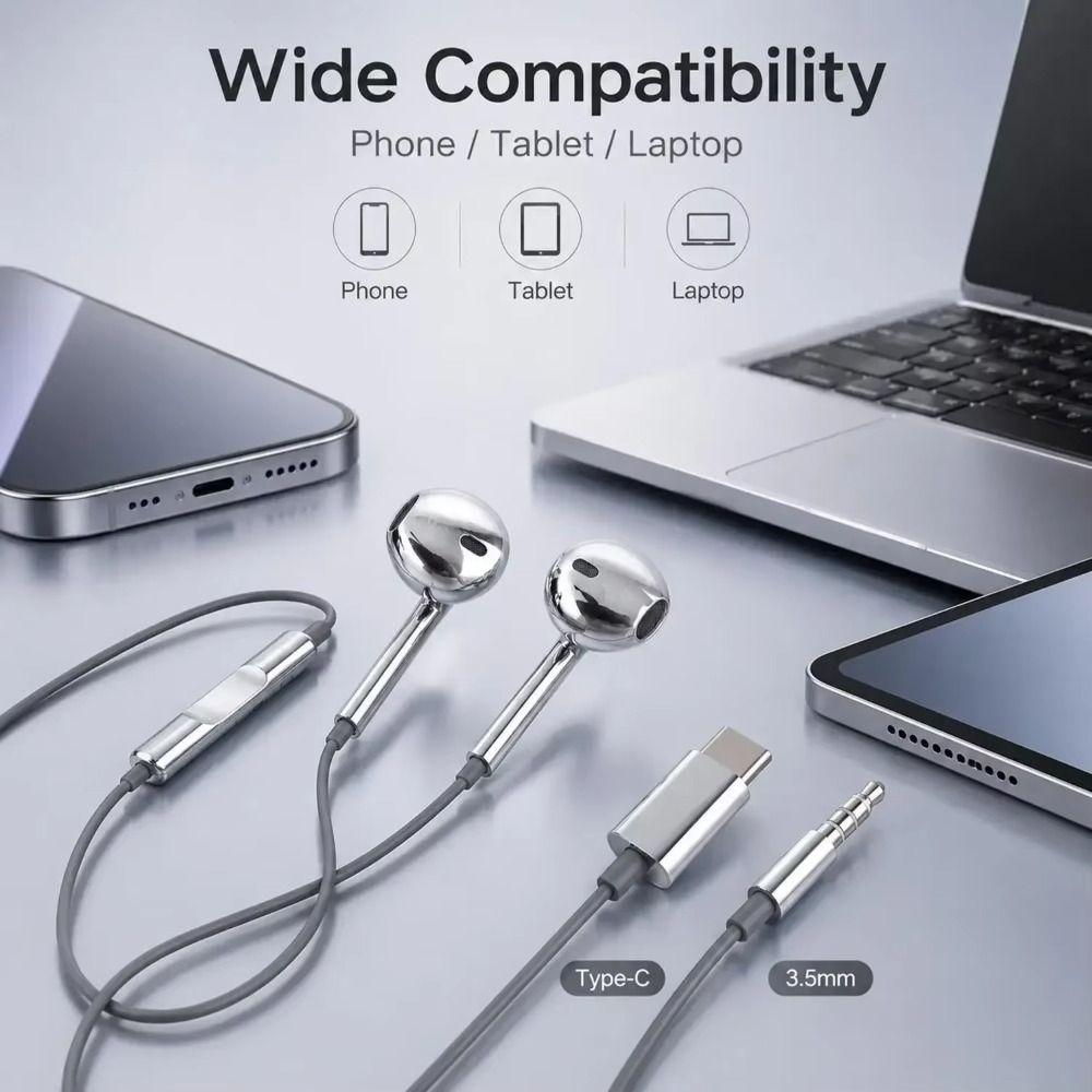 Metallic Finish In-Ear Earbuds In-Line Remote Earphones With Microphone Mobile Phone Calling
