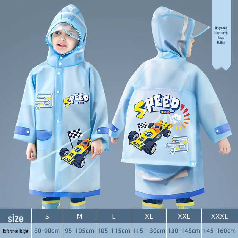 Kids' Cartoon Waterproof Raincoat with Backpack Slot