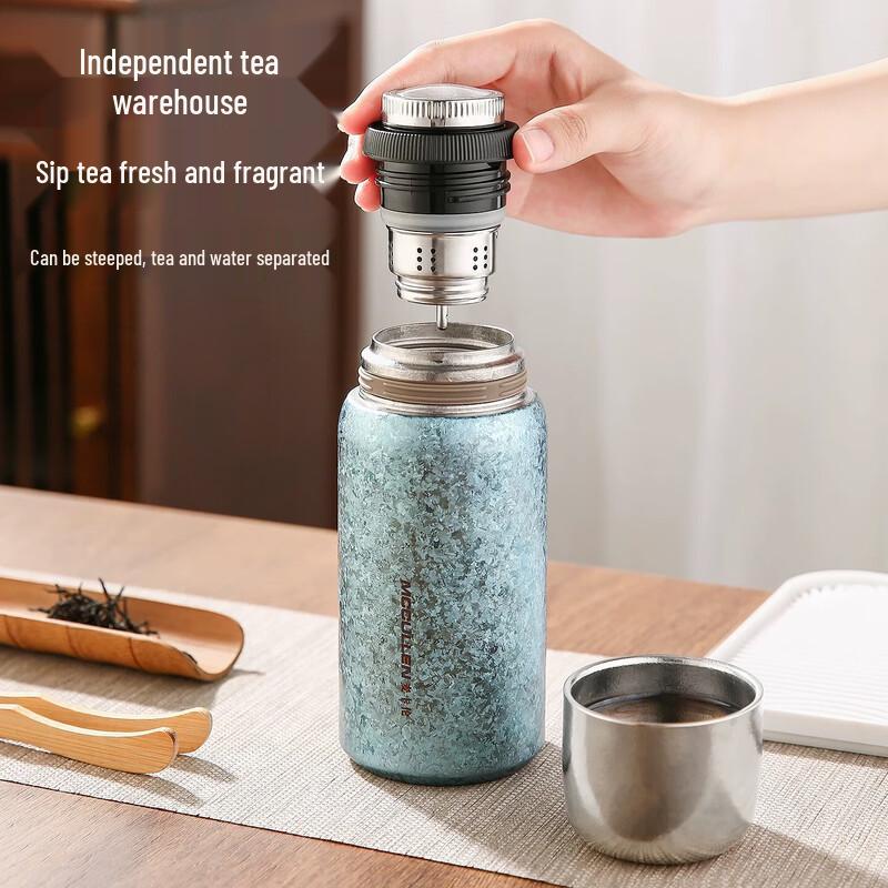 MCCULLEN Pure Titanium Tea Infuser Vacuum Flask with Temp Display
