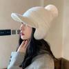 Women's Winter Knitted Hooded Scarf with Velvet Lining and Ear Protection - Warm Windproof Cycling Wool Hat