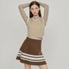 Rick A-Line Contrast Elastic Wool Skirt (Brown)_L3C1-Ns04K