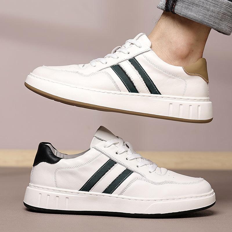 2025 autumn new men's board shoes men's trendy shoes first layer cowhide shoes versatile men's little white shoes men's genuine leather