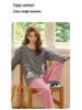 Women's Cute Cartoon Pajama Set with Chest Pads - Long Sleeve, Long Pants for Spring & Autumn, Wear Indoors or Out