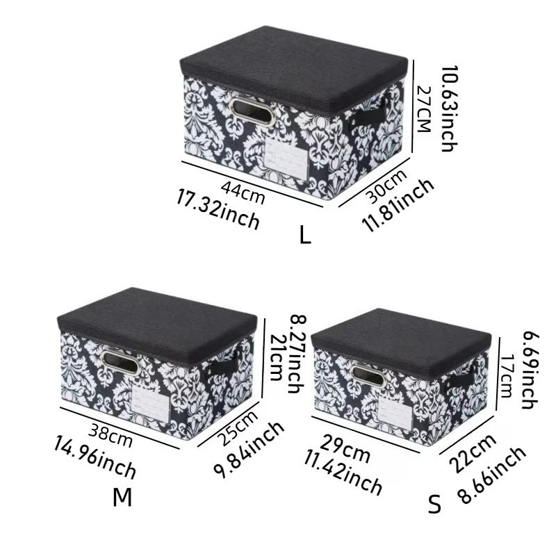 European Style Clothing Storage Sundries Organizer Printed Boxes with Lid Foldable Closet Bins for Clothes Toys Desktop Sundries