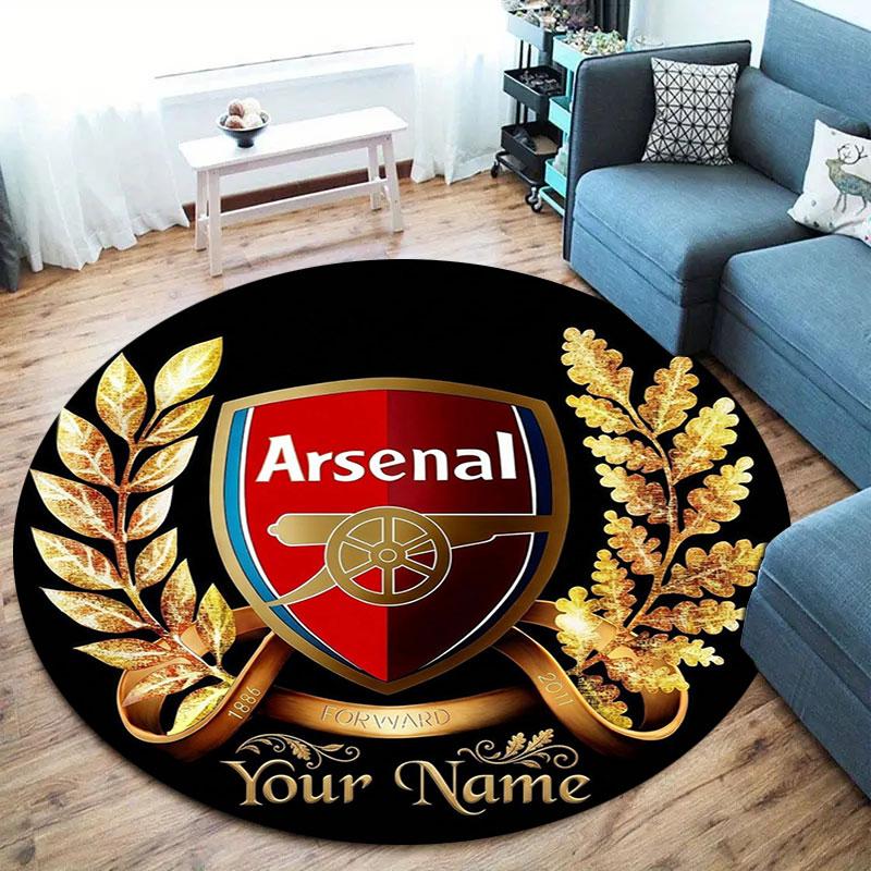 Arsenal F Benutzerdefinierter Name Runder Teppich, Teppich für Wohnzimmer Schlafzimmer Sofa Spielzimmer Dekoration, Rutschfeste Fußmatte