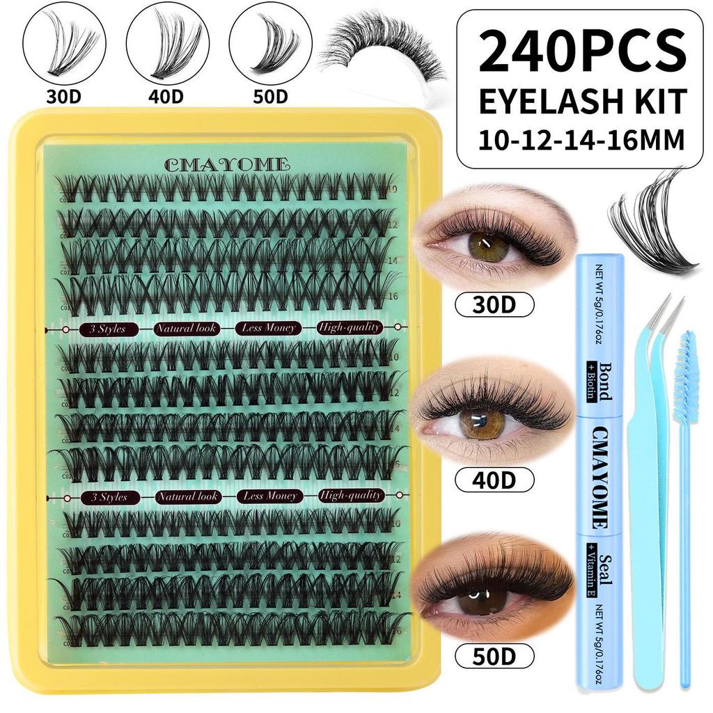 Mixed Pack Thick Curl Hot Melt Stem False Eyelashes - Cross-border DIY Large Capacity 60D/80D Segmented Single Cluster Design