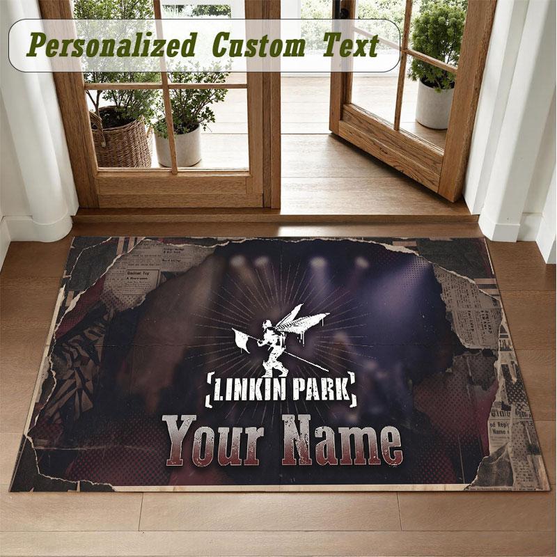 Crystal Velvet Square Rug Custom NameLinkin Park Pattern Non Slip Home Floor Decor Rug