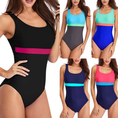 Women's Fashion  Bikini Color Matching One-Piece Sports Beautiful Back Swimsuit