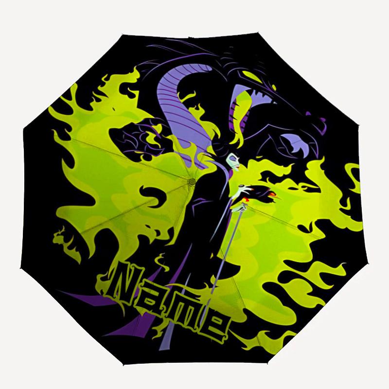 

1pc Maleficent, Villain Custom Name Automatic Folding Umbrella - Compact 8-Rib Design, Durable Plastic & Iron, Daily Use 041