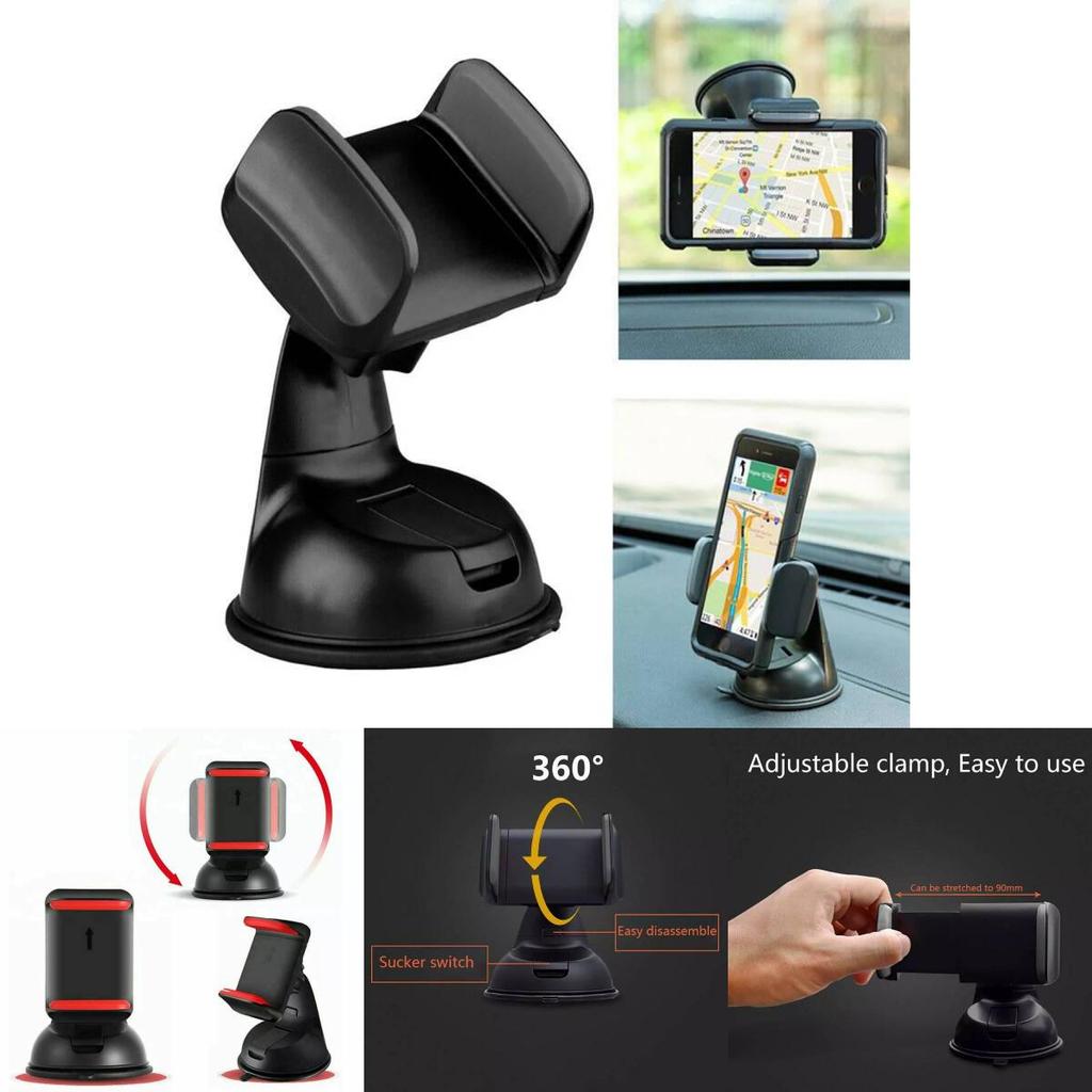Universal Car Phone Holder With Suction Cup And 360-degree Rotating Gel Base For Navigation