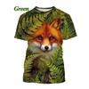 Summer Round Neck 3D Fox Pattern Printed Top Fashionable Casual Short Sleeved Children's Boy and Children's Girl Kids Unisex T-shirts