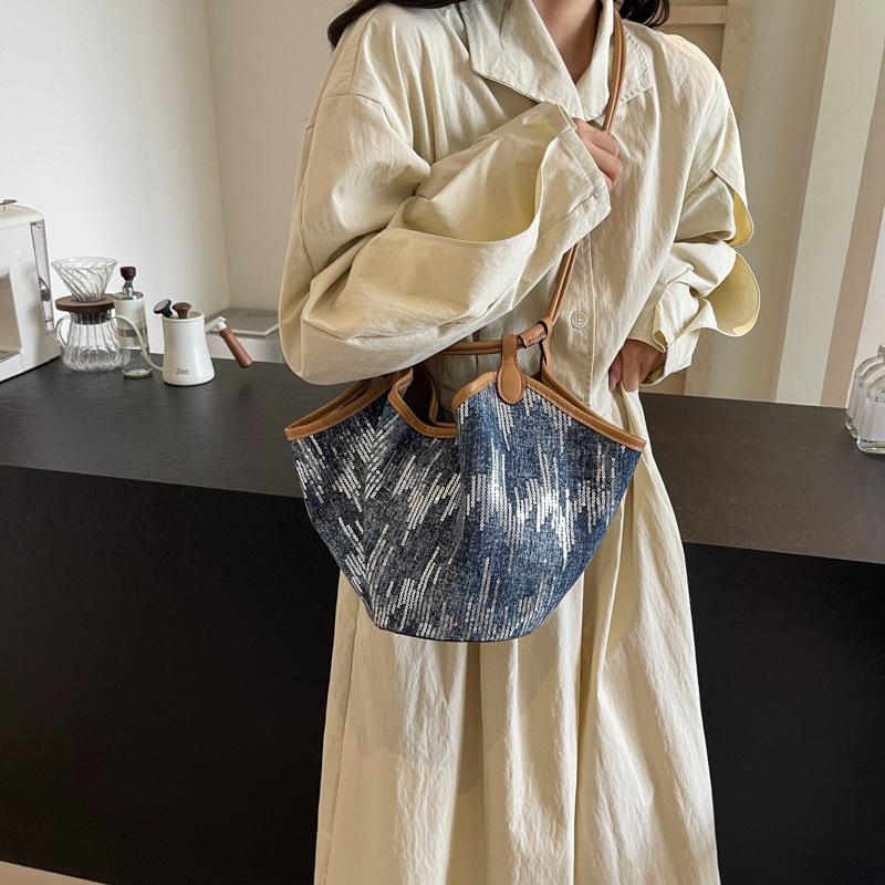 Bag Summer High-end Sense Niche Texture Underarm Bag 2025 New Denim Vegetable Basket Large-capacity Messenger Bag