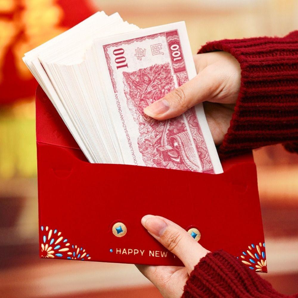 2pcs Blessing Chinese New Year Red Envelopes Flocking Good Lucky Red Packets  Lunar New Year Gifts