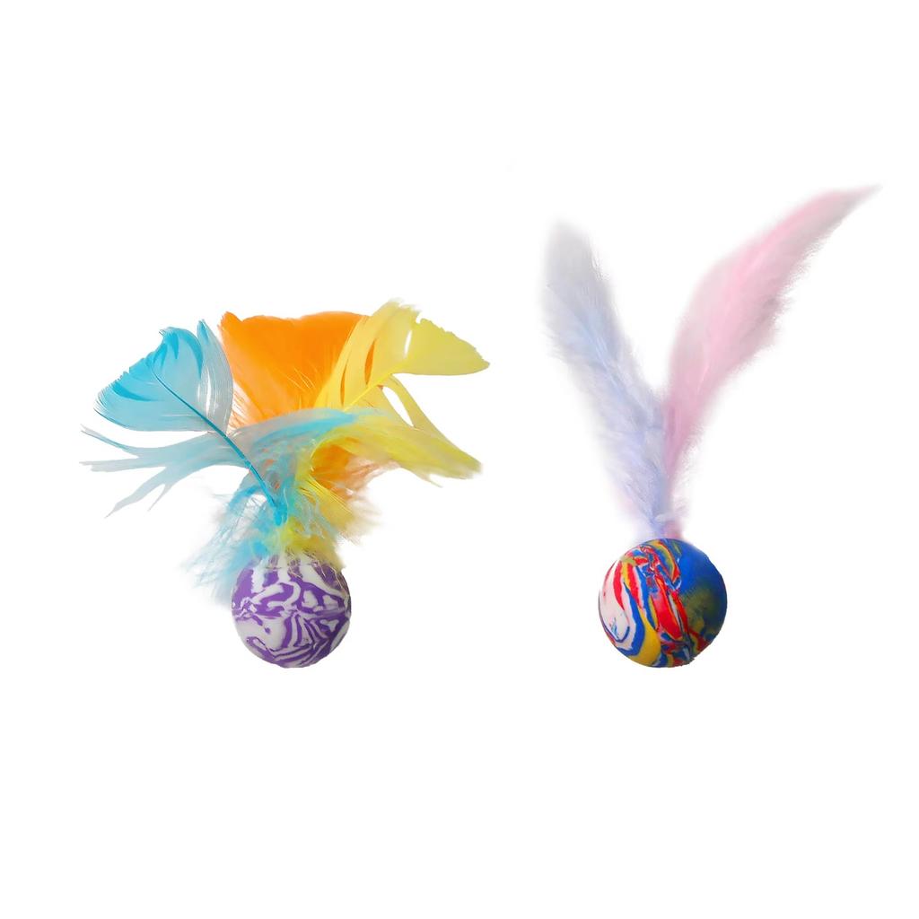 Feather Elastic Ball Toy Teeth Grinding Self-Entertainment Pet Toy for Cats