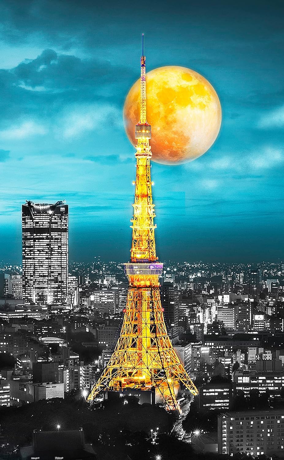 

Пластиковый пазл Pintoo Tower Night Для без сломанных элементов, защелкивается на место 1000 деталей [Токио (Серия «Лунный свет»)] (38X59см) взрослые, сложные, части,