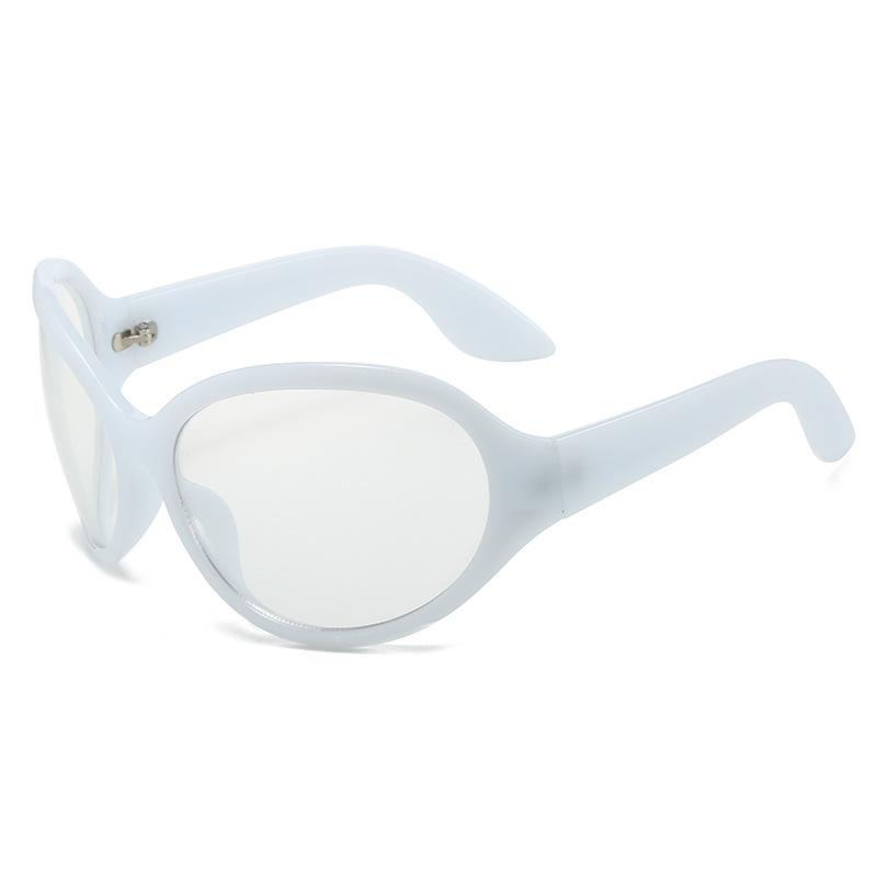 

Очки в большой оправе, персонализированные плоские очки Y2K, очки в оправе Millennial для женщин White film (anti-blue light)