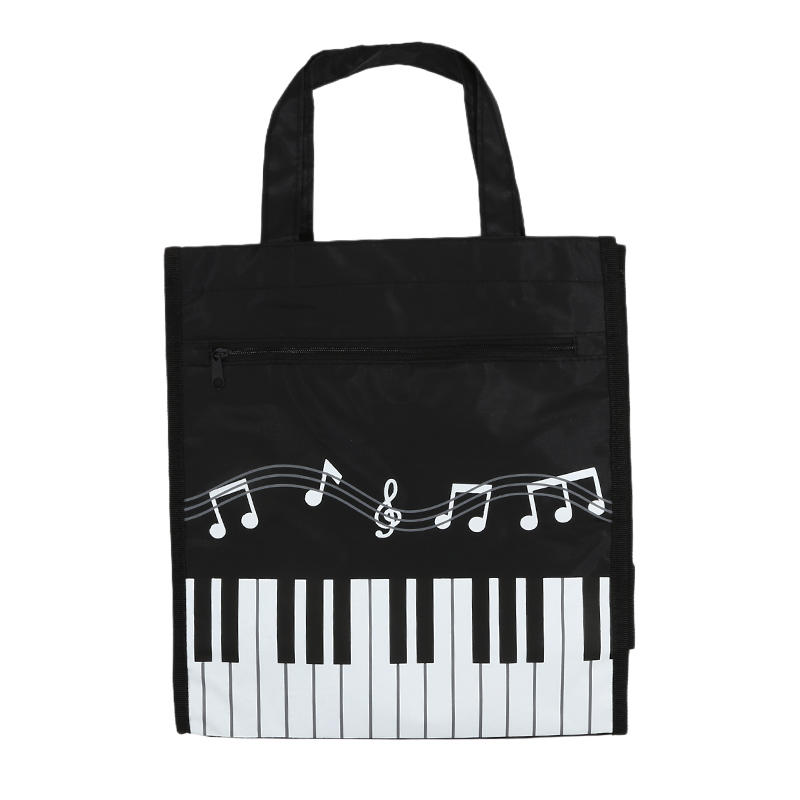 Creative Piano Music Note Children Tutorial Bag With Side Mesh Pocket Student Portable Book Stationery Pencil Bag File Bag