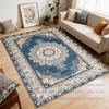Persian Retro Blue Style Living Room Sofa Carpet Decoration Home Washable Antiskid Dining Room Rug Soft Plush Bedroom Floor Mats
