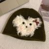 Trendy Dog Knitted Plush Winter Hat For Women Soft And Warm Accessory Fashionable