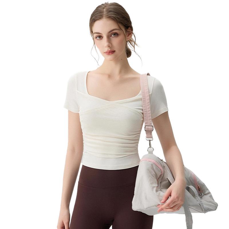 1011 New Yoga Clothing Summer Women's Fitness Clothing Training Top Pilates Running Short Sleeve Sports T-Shirt Wholesale