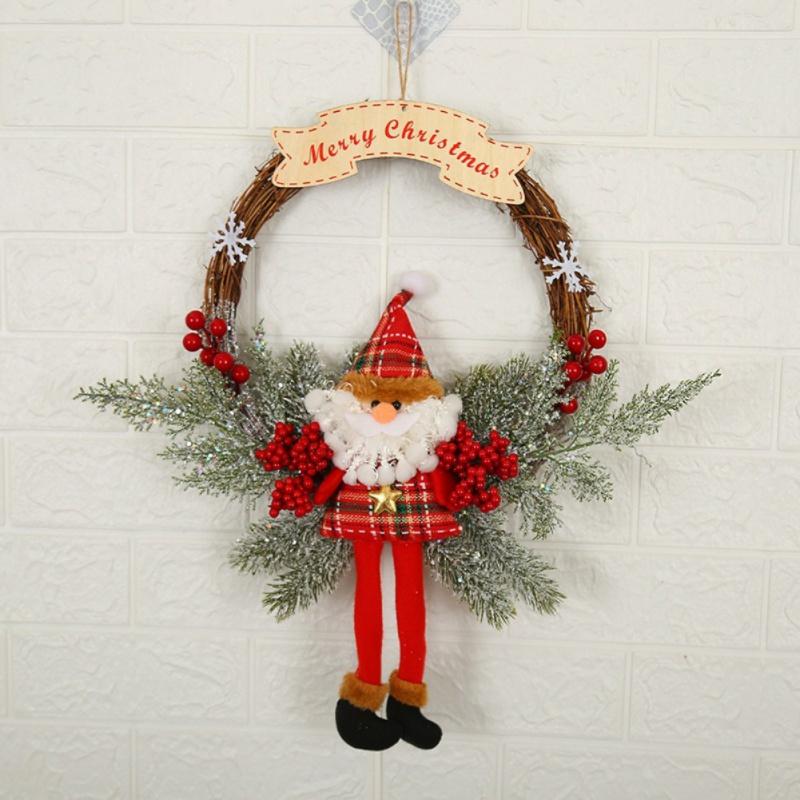 Christmas Wreath Faceless Old Man Door Hanging Decor Hanging Garland For Christmas New Year Xmas Navidad Decoration 46cm 35cm