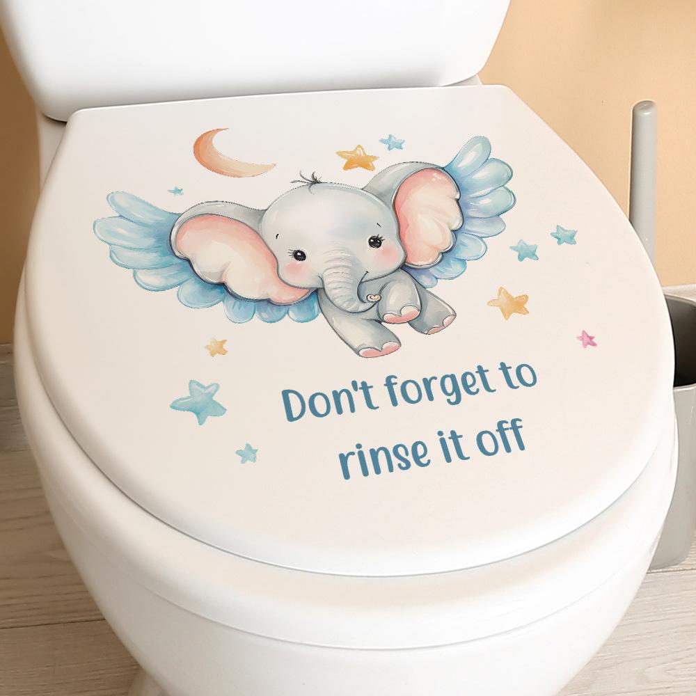 Cartoon Little Elephant Star Moon Bathroom Toilet Toilet Home Beautification Stickers