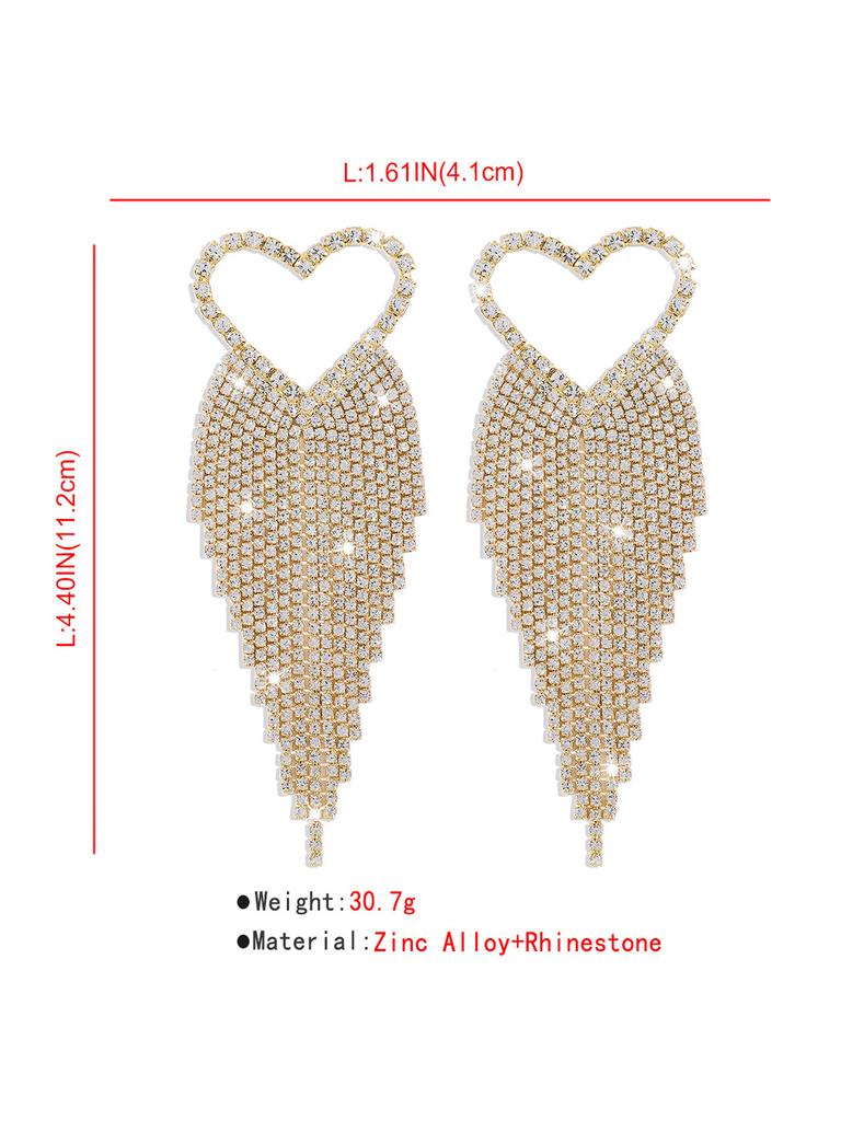 2PC Women's Fashion Love tassel Long Earrings Suitable for Banquet, Party, Festival Gifts