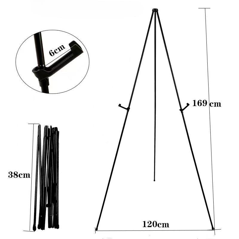 

1 шт. Легкий черный металлический мольберт для рисования, Портативные регулируемые подставки для плакатов, Напольный штатив, Складной мольберт для демонстрации