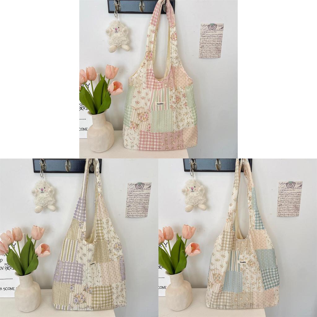 Borsa a Tote Ricamata Floreale Street Trend in Materiale Poliestere per Uso Quotidiano
