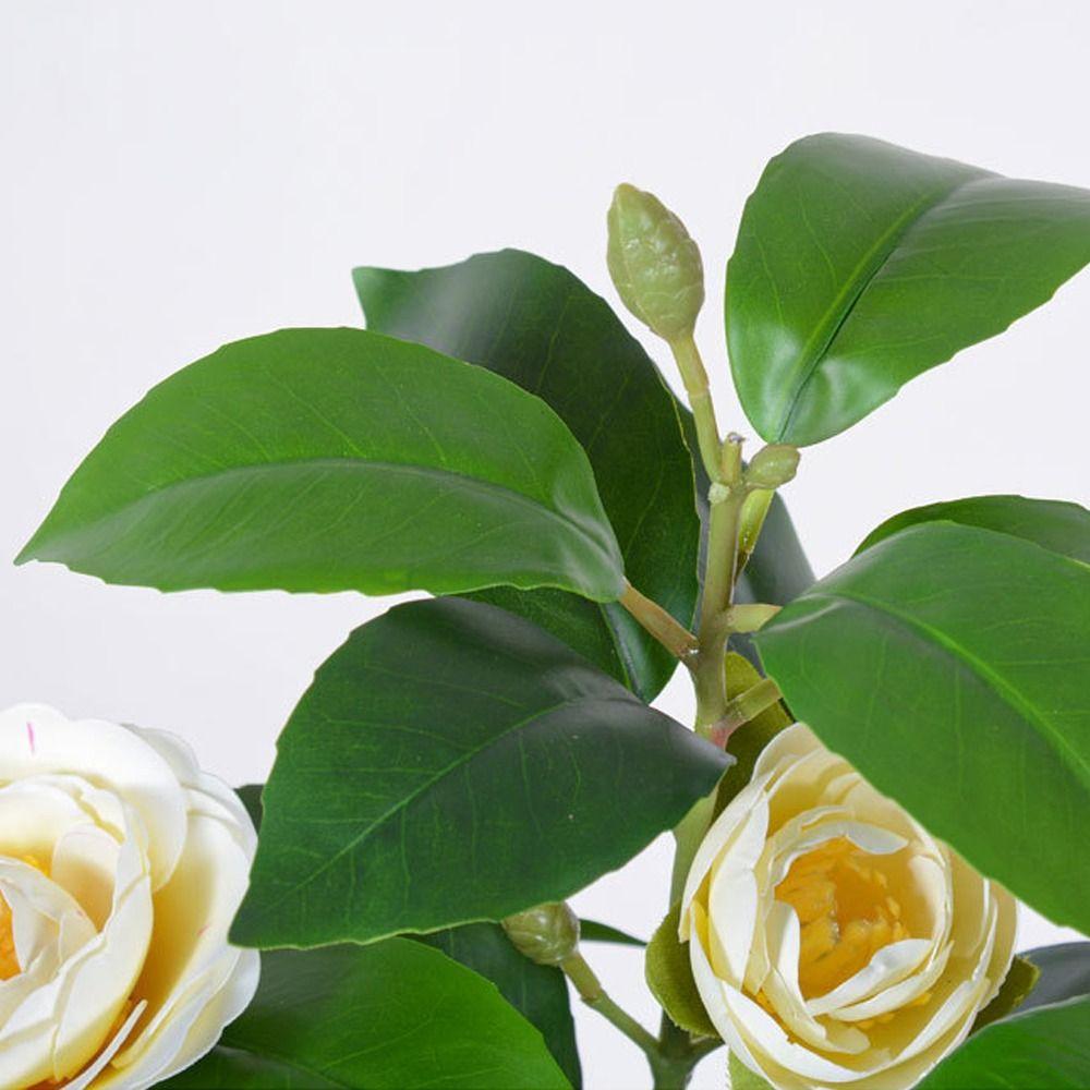 Real Touch Silk Camellia Flowers Branch Plastic Fake Flower  Balcony Decoration