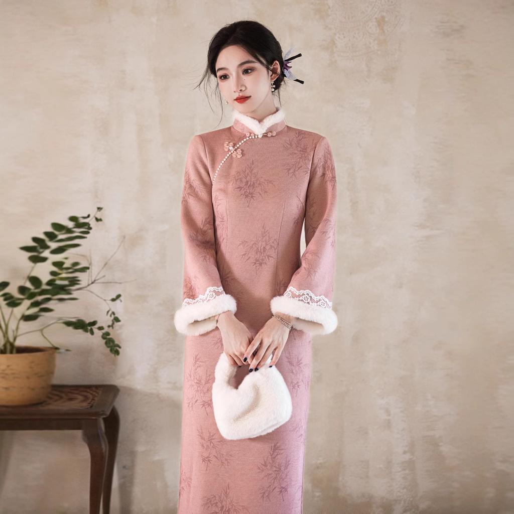 1011 autumn and winter new national style retro Chinese style improved version of the Republic of China elegant temperament literary cheongsam dress