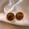 Tiger Eye Stone Earrings Alloy High End Ear Accessories Maillard Earrings Light Luxury Light Luxury Earrings For Gifts Daily