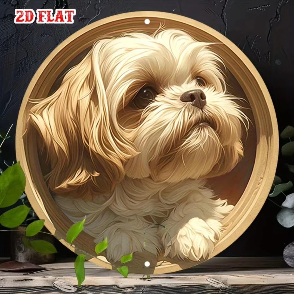 Vintage Shih Tzu Dog Metal Wall Art Durable Aluminum Poster for Home Decor