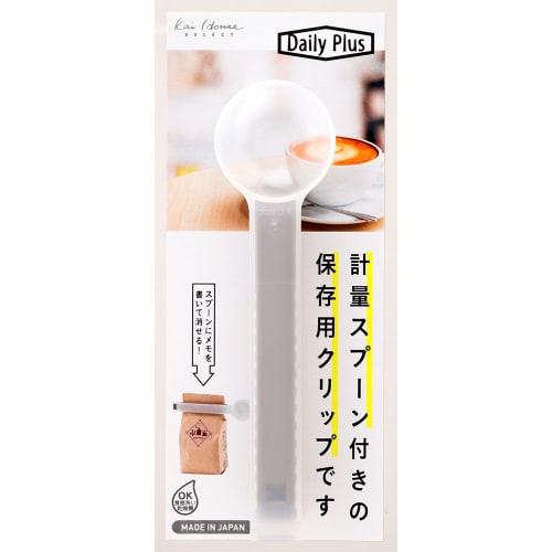 Kai Daily Plus Kitchen Clip with Measuring Spoon, 160 x 29 x 20 mm, Made in Japan