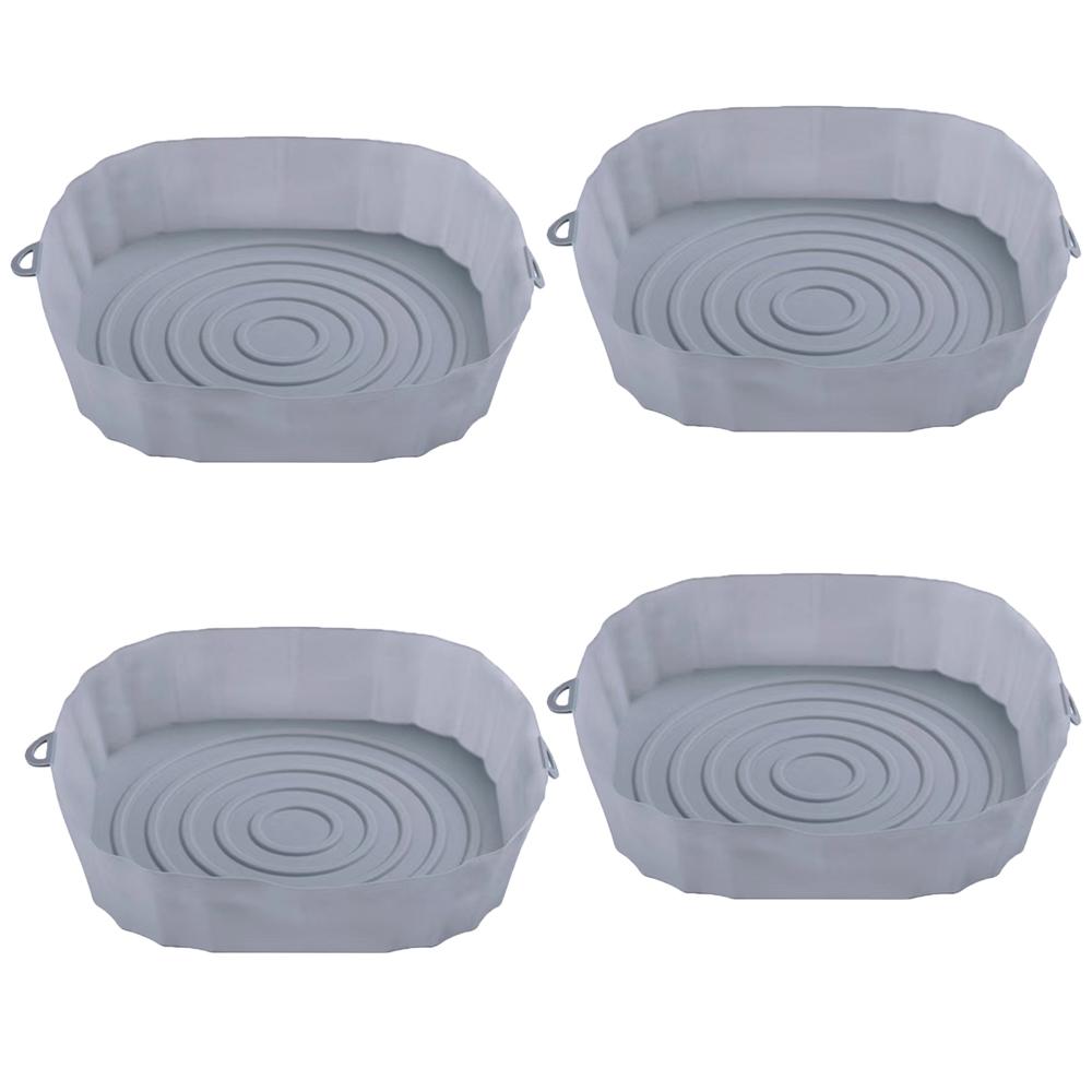 

4 шт., силиконовая корзина для фритюрницы, форма для духовки, противень для выпечки, корзина для пиццы, жареной курицы, многоразовые аксессуары для вкладышей в сковороду 4pcs серый