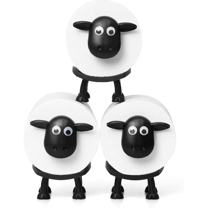 3-Pack Sheep Toilet Paper Roll Holder Set, OPP Packaging - Cute Bathroom Organizer with Adorable Design
