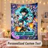 Custom Personalized Tapestry,My Hero Academia Print Custom Name Text Wall Art Hanging for Bedroom