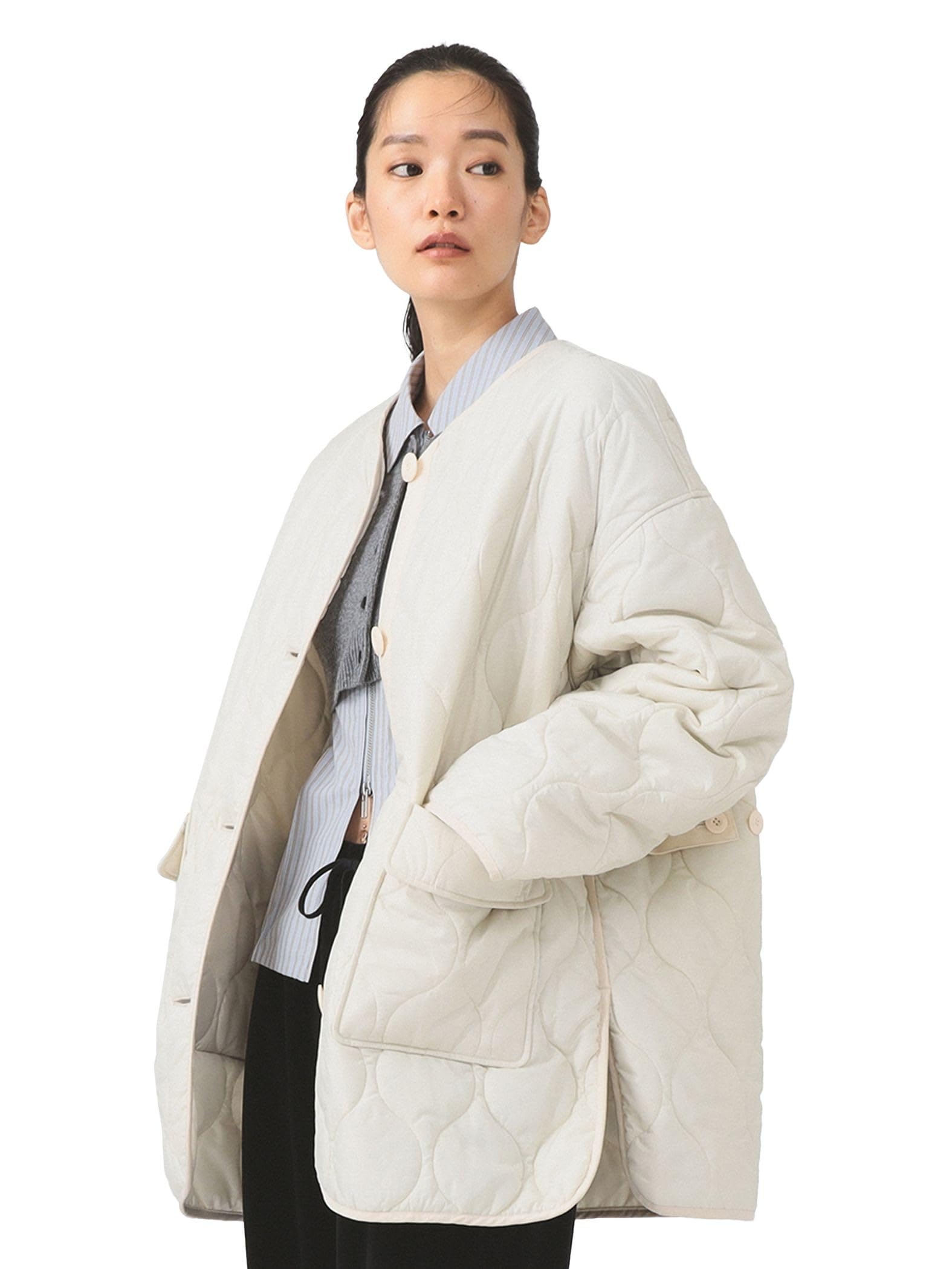 Женский блузон Ray Beams Quilted Collarless 0, OFF_WHT