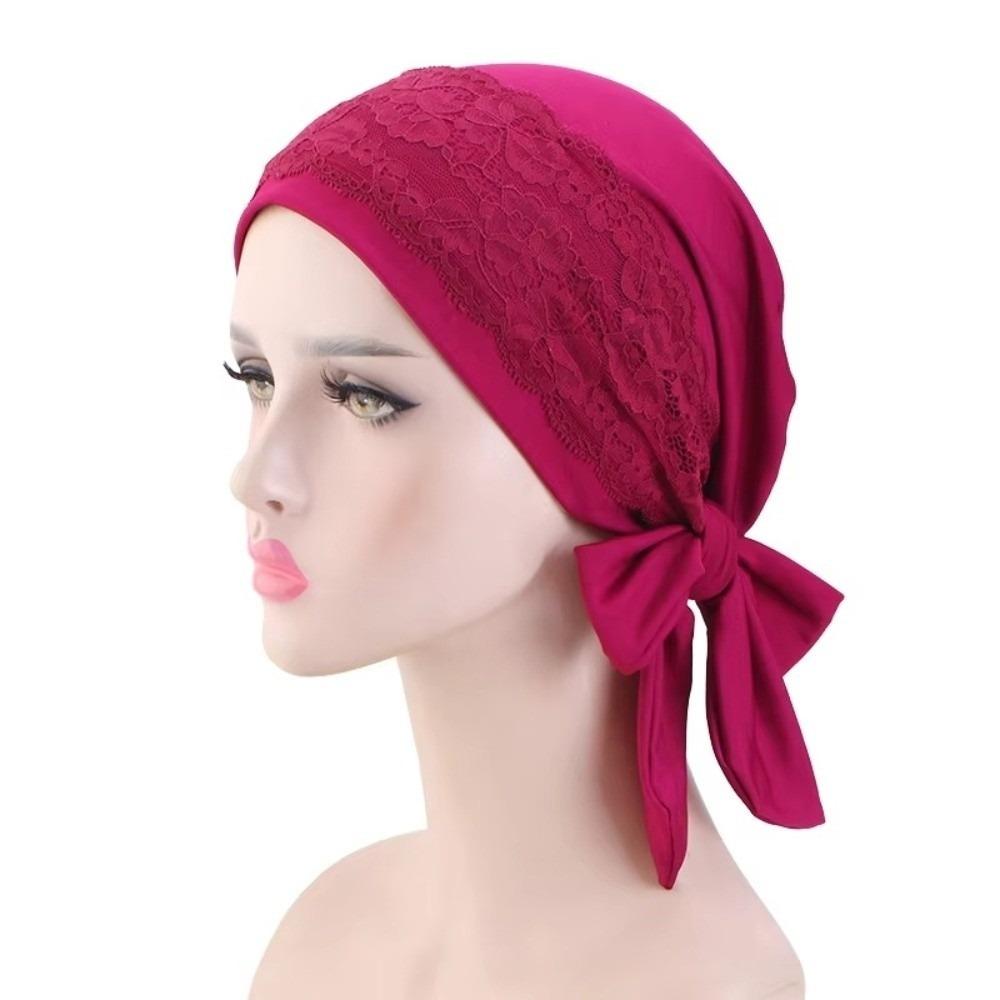 Long Tail Headscarf Hat Solid Color Hijab Caps Fashion Chemo Hat for Women