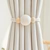 2PCS Magnetic Curtain Ties,with Strong Suction, Woven Rope And Wooden Beads Tiebacks, for Nordic Japanese Style Home Decor