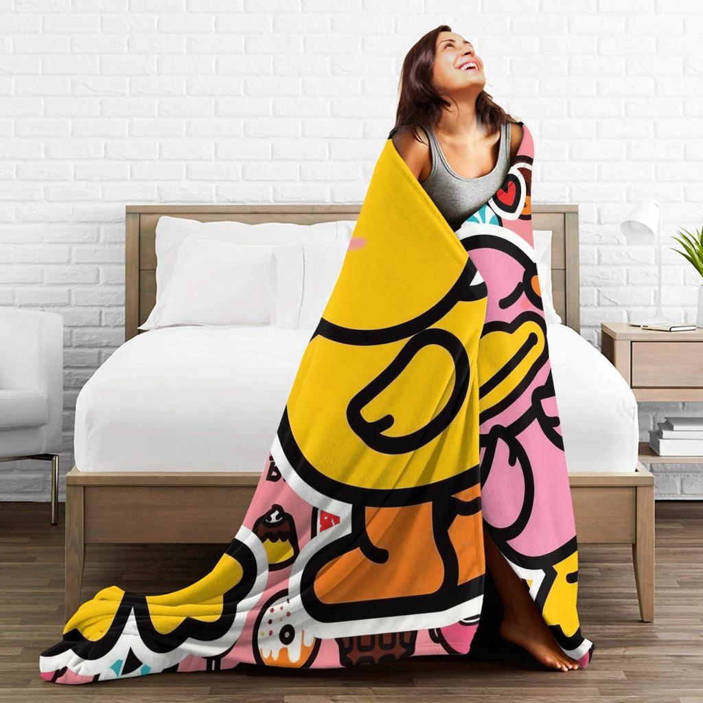 Yellow Duck Love Super Soft Blanket Boy Girl Plush Throw Blanket Graphic Outdoor Flannel Bedspread Sofa Bed Cover