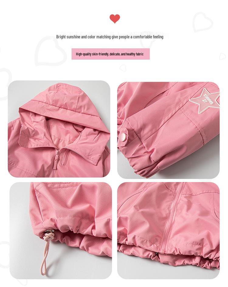 Herbst 2025 Mädchen Kapuzen-Windjacke: Jacke mit langen Ärmeln im koreanischen Stil für Kinder