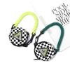 Original Design Checkerboard Triangle Label Earphone Bag Pendant Schoolbag Clothing Pendant Trendy Brand Key Bag Small Change Bag