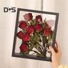 Wooden Photo Frame Clear Double-sided Display Stand Rustic Desktop Floating Picture Frame for Dried Flower Display DIY Crafts