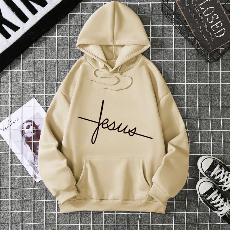 Faith Print Hoodie for Woman High Quality Hooded Long Sleeve Pullover All Season Ladies Home Outdoor Sporty Sweatshirts