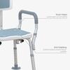 EVA Padded Shower Chair for the Elderly and Disabled, Height Adjustable Shower Stool with Back and Arms, 4 Suction Foot Pads, Light Blue